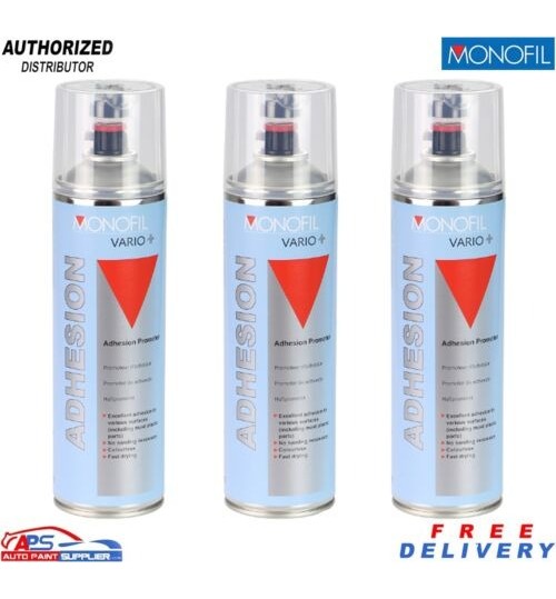 3x Monofil Vario+ Adhesion Promoter 500ml Aerosol - Ideal for Plastics & Metal